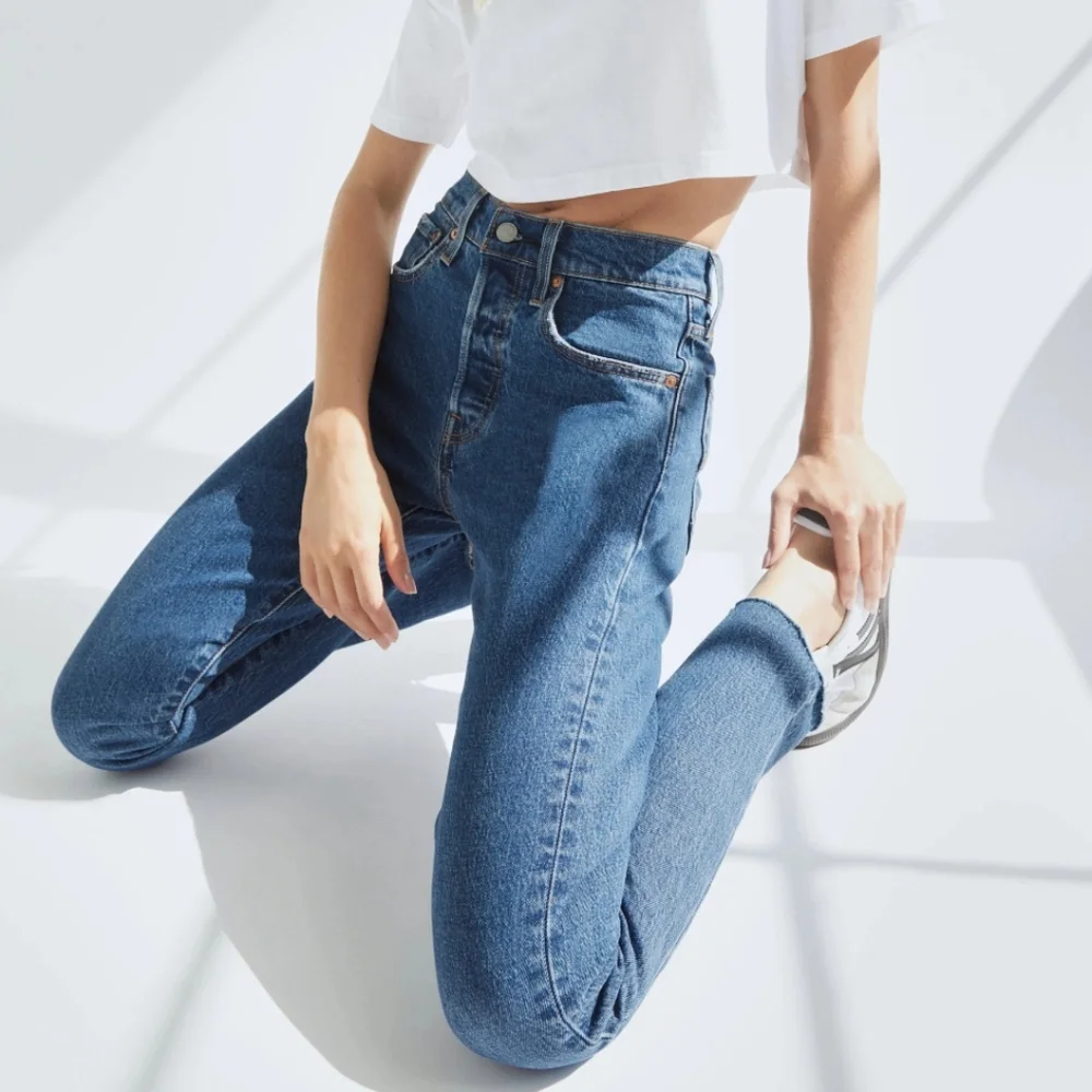 Levi's 501 High Rise Waisted Skinny Jeans Blue - Picture 2 of 9